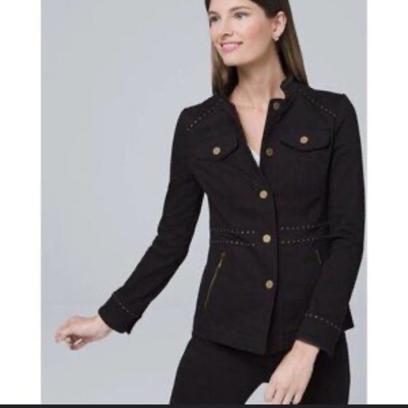 White House Black Market Black Studded Blazer - Picture 1 of 8